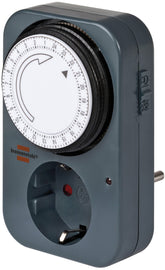 Brennenstuhl Timer MZ 20 Mechanical Timer Socket (Daily Timer Switch with Child Lock), Colour: Grey